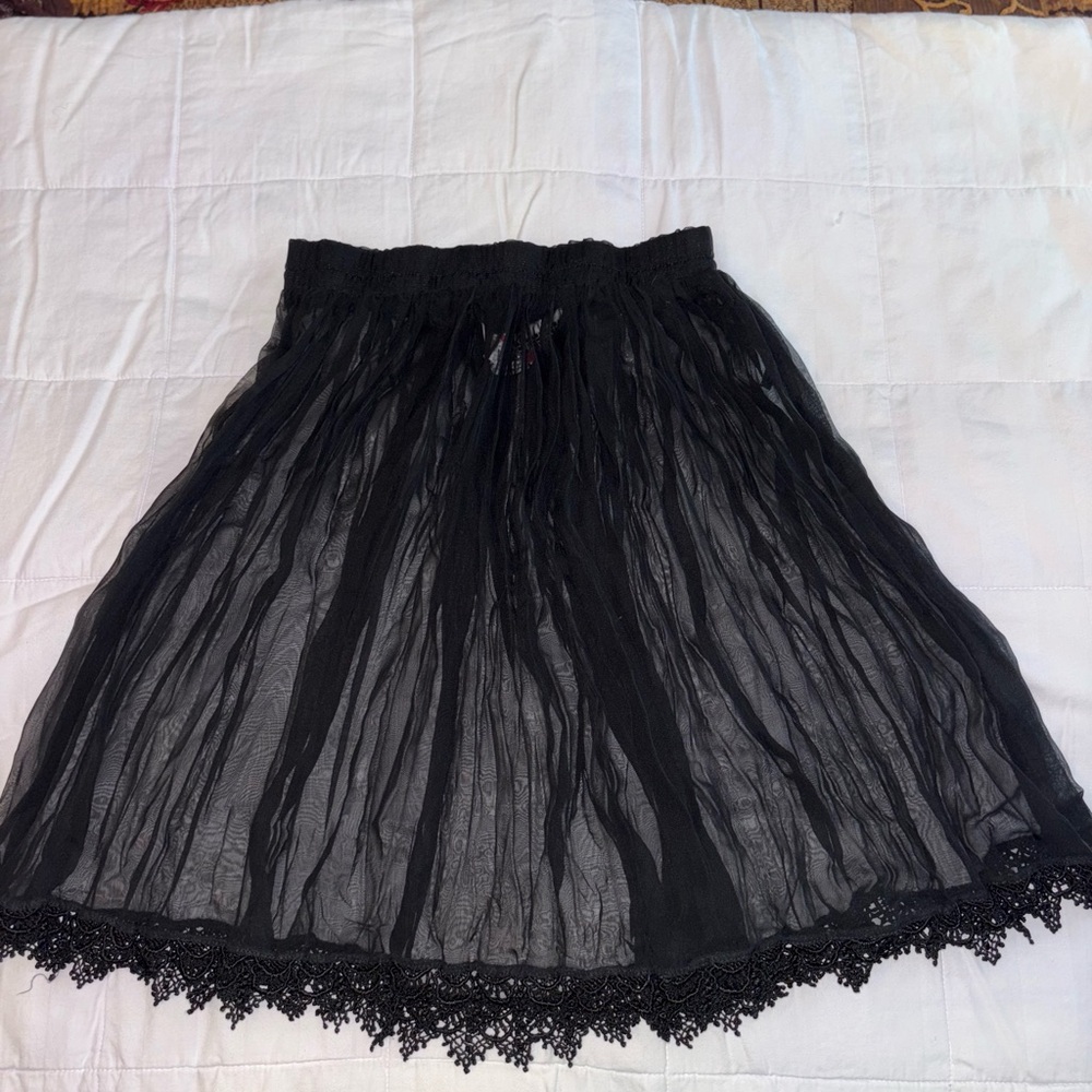 Black Lace Trim Skirt/Beach Skirt